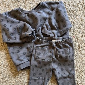 Zara Leopard Gray Sweatshirt Set size 2-3